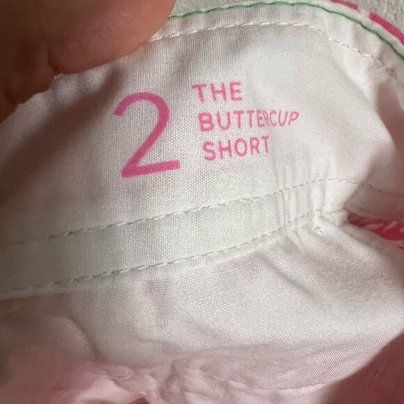 Lilly Pulitzer Hottie Pink White Get Crackin Buttercup Scalloped Shorts Size 2 - Picture 5 of 7